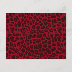 Burgundy leopard print pattern postcard