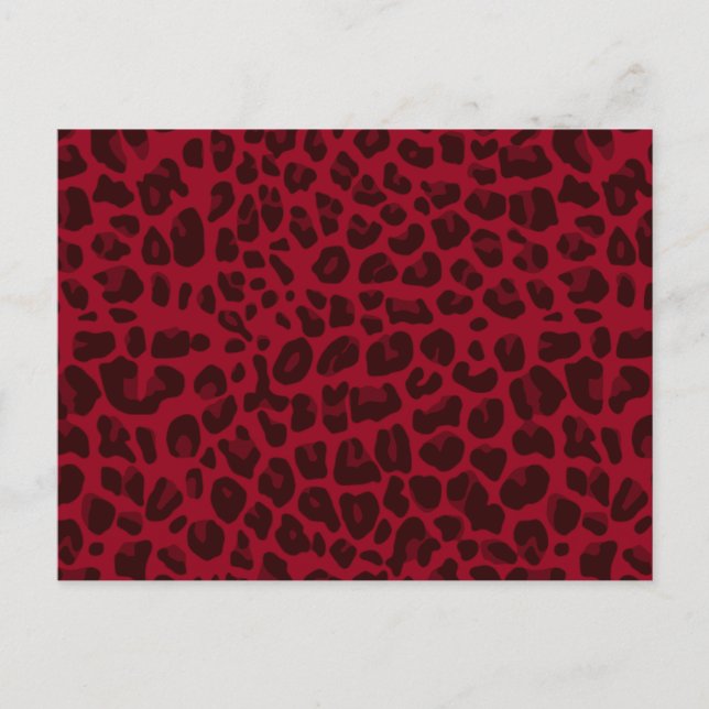 Burgundy leopard print pattern postcard (Front)