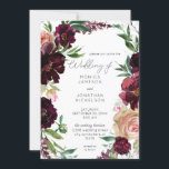 Burgundy & Light Blush Pink Floral Wedding Invitation<br><div class="desc">Send your guests a beautiful wedding invitation with this simple,  modern Burgundy & Light Blush Pink Floral watercolor invitation.  Great for rustic weddings.</div>