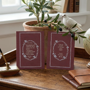 Burgundy Linen Silver Embroidered Apology Card