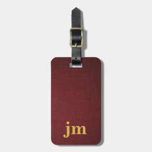 Burgundy linen texture customer design  luggage tag