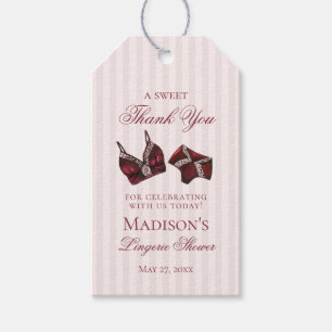 Burgundy Lingerie Shower Bachelorette Bridal Favou Gift Tags