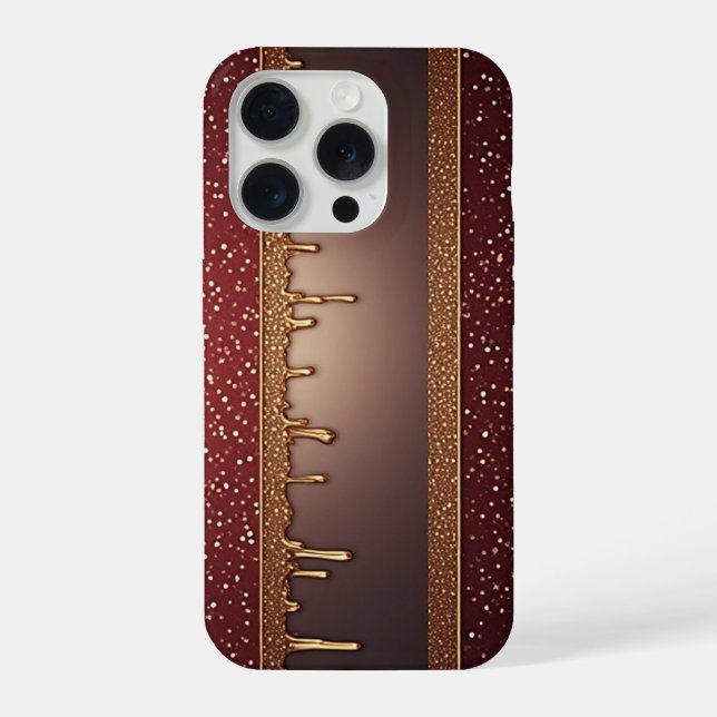 🍷 Burgundy Liquid Drama Over Gold Sparkle Luxe ✨ iPhone Case (Back)