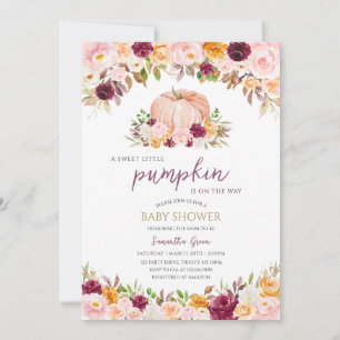 Burgundy Little Pumpkin Baby Shower Invitation