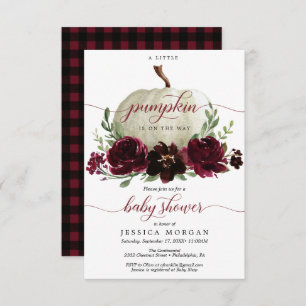 Burgundy Little Pumpkin Baby Shower Invitation