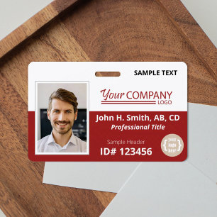 Burgundy Logo Entry Employee Photo ID Badge