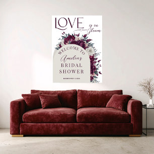 Burgundy Love in Bloom Bridal Shower Welcome Sign