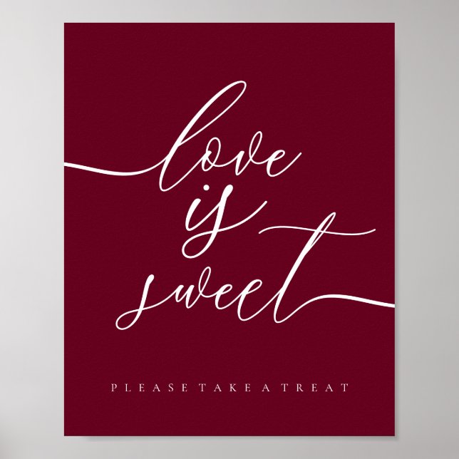 Burgundy Love is Sweet Take Treat Dessert Poster (Front)