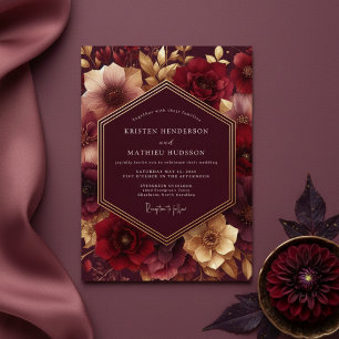 Burgundy Lush Bloom Wedding Invitation