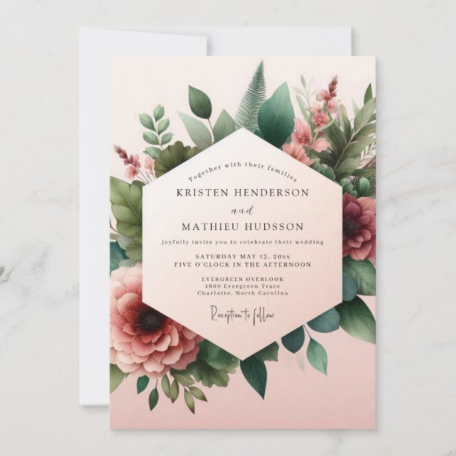 Burgundy Lush Botanical Dream Wedding Invitation (Front)