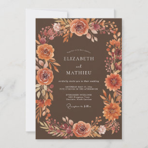 Burgundy Lush Floral Embrace Wedding Invitation