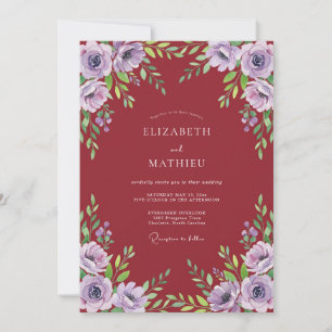 Burgundy Lush Floral Flourish Wedding Invitation