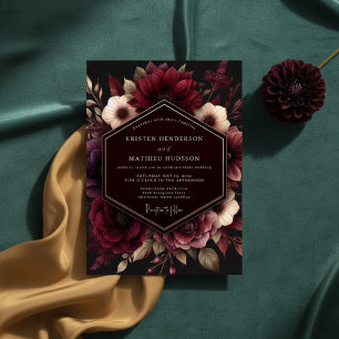 Burgundy Lush Floral Opulence Wedding Invitation