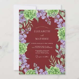 Burgundy Lush Hydrangea Wedding Invitation