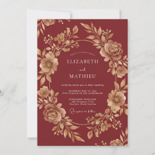 Burgundy Lustrous Autumn Wedding Invitation