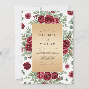 Burgundy Luxurious Winter Wedding Invitation