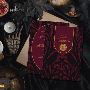 Burgundy Luxury Gothic Halloween Invitation