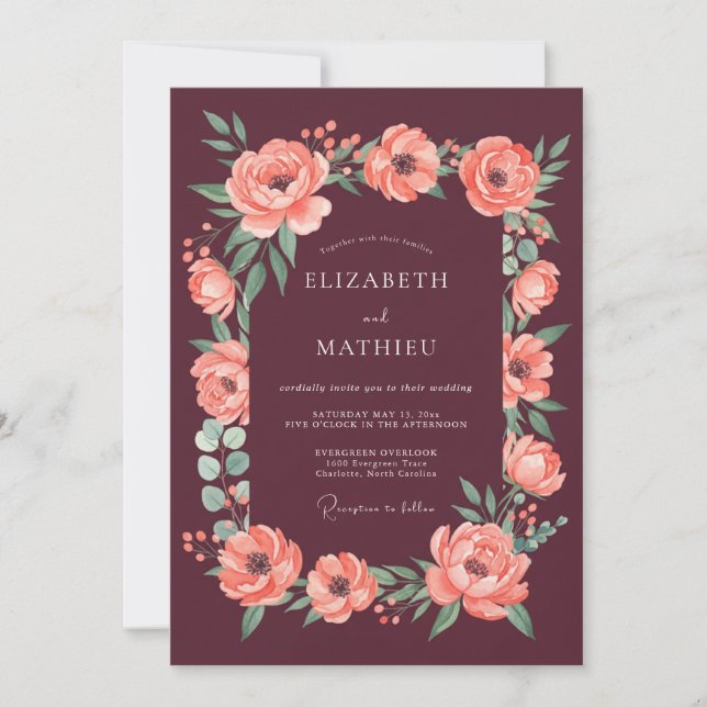 Burgundy Magnificent Autumn Wedding Invitation (Front)