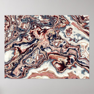 Burgundy Marble Canyon Flow Poster