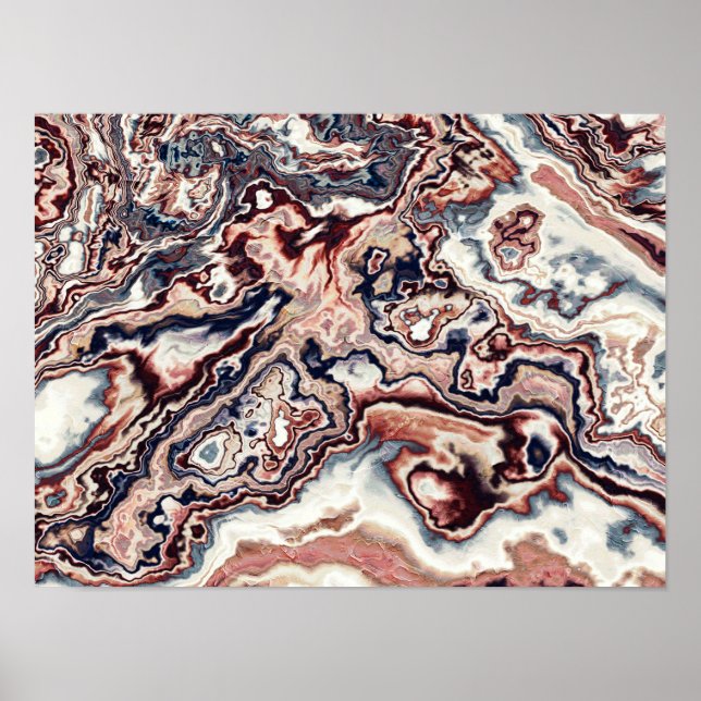 Burgundy Marble Canyon Flow Poster (Front)