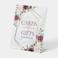 Burgundy Marble Geometric Floral Wedding Gift