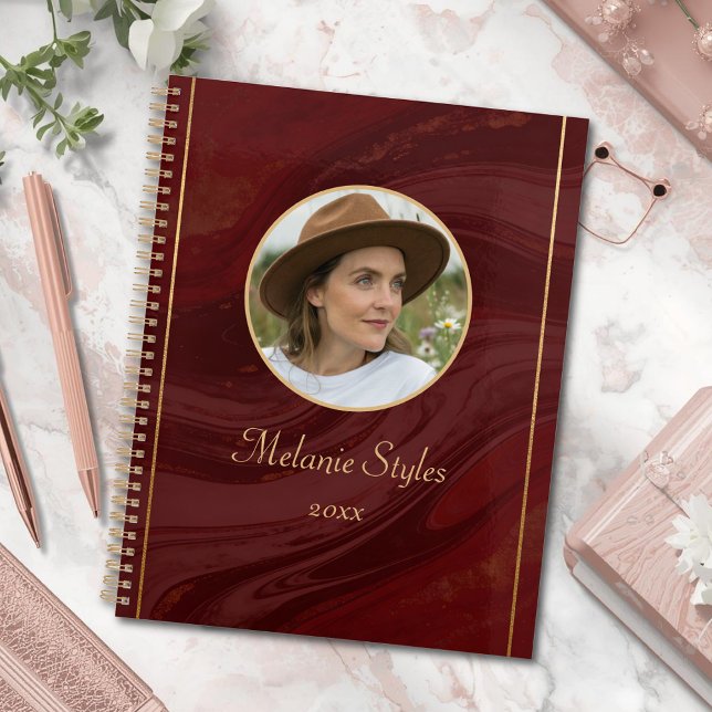 Burgundy Marble Personalized Photo Planner (Creator Uploaded)