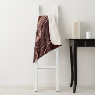 Burgundy Marble Stone Elegant Luxury Simple Modern Sherpa Blanket