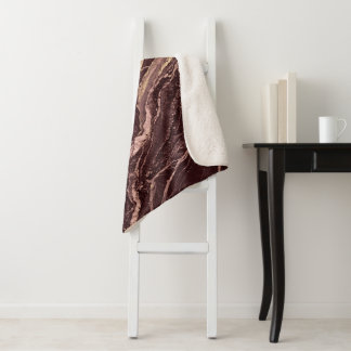 Burgundy Marble Stone Elegant Luxury Simple Modern Sherpa Blanket