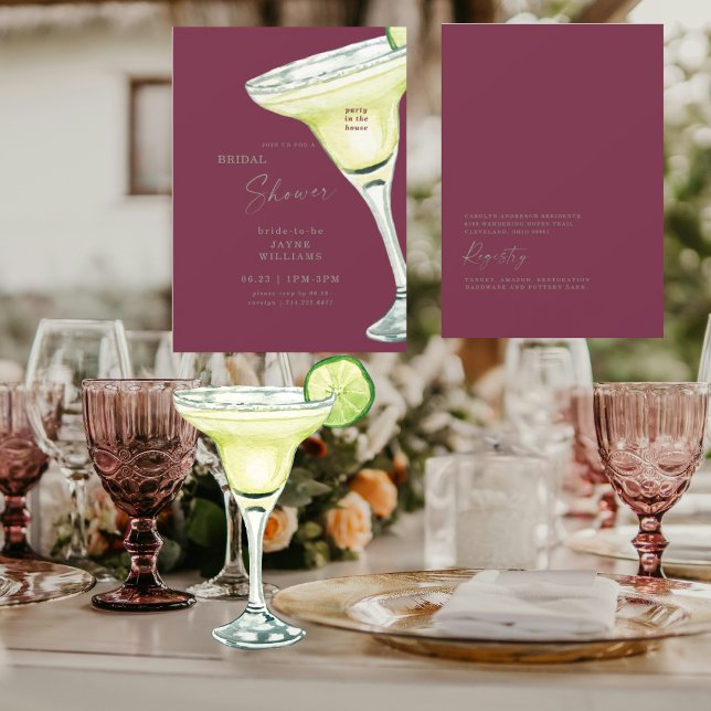 Burgundy Margarita Bridal Shower Invitation (Creator Uploaded)