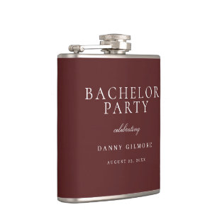 Burgundy Maroon Classic Mens Bachelor Party Gift Hip Flask