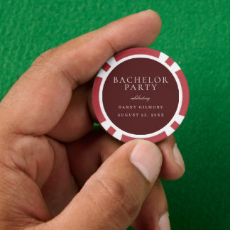 Burgundy Maroon Classic Mens Bachelor Party Poker Chips