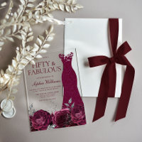 Burgundy Maroon Dress & Floral 50th Birthday