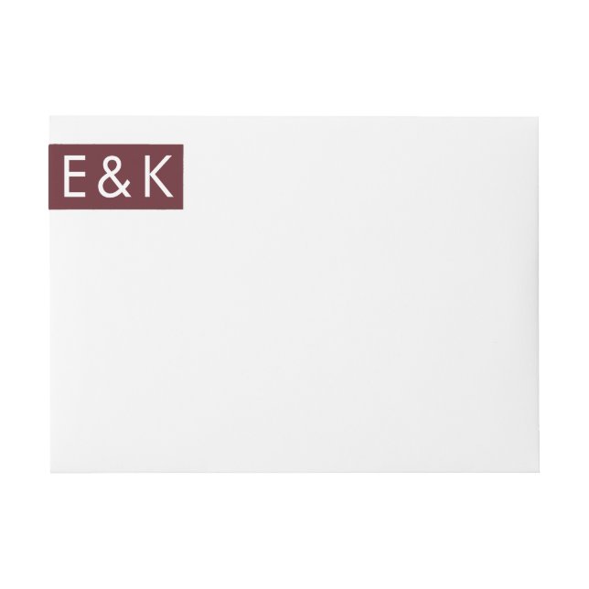 Burgundy Maroon Modern Bold Big Monogram Wedding Wrap Around Label (Front)