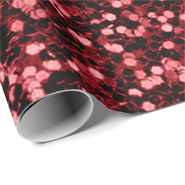 Burgundy Maroon Ruby Red Glitter  Wedding Bridal Wrapping Paper (Roll Corner)