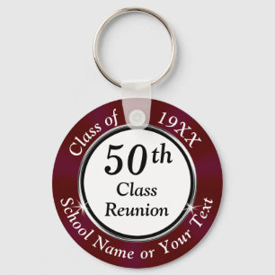 Burgundy Maroon White Black, Class Reunion Favours Key Ring