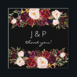 Burgundy Marsala and Blush Floral - Black Favour Tags<br><div class="desc">Send your guests home with your gifts home in style with pink blush and burgundy marsala floral monogram thank you favour tags.  Great for weddings & parties.  Available with a white,  black,  burgundy,  pink,  and dark burgundy background.  See our Burgundy Marsala Collection for more styles.</div>