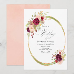 Burgundy - Marsala and Blush Geometric Wedding Invitation