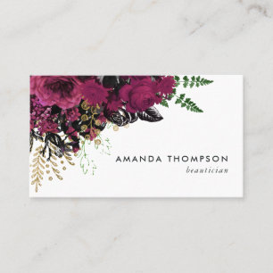 Burgundy - Marsala and Gold Floral Business Card