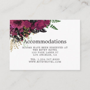 Burgundy - Marsala and Gold Wedding Accommodations Enclosure Card