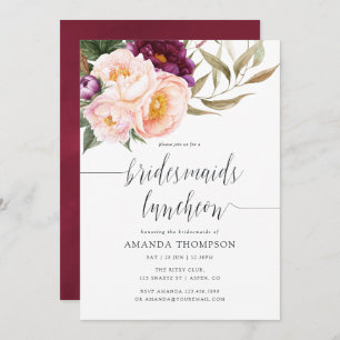 Burgundy - Marsala and Peach Bridesmaids Luncheon Invitation