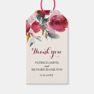 Burgundy Marsala Boho Wedding Favour Thank You Gift Tags
