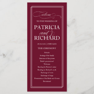 Burgundy Marsala Elegant Wedding Ceremony Program Programme
