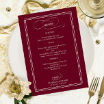 Burgundy Marsala Elegant Wedding Menu<br><div class="desc">Burgundy Marsala Elegant Wedding Menu</div>