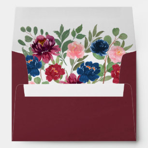 Burgundy Marsala Fall Blush Pink Navy Blue Wedding Envelope