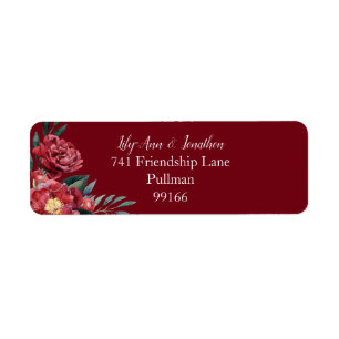 Burgundy Marsala Floral Address