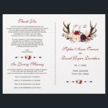 Burgundy Marsala Floral Antlers Wedding Program<br><div class="desc">Rustic Burgundy Red Blush Floral Antlers Monogram card design featuring gorgeous watercolour floral bouquets, arrows with hearts and floral bouquet as a divider; on the back a white background with elegant watercolour floral corner bouquets. Use Customise tool to add your info. You can change fonts, colours. For matching items, please,...</div>