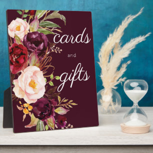 Burgundy Marsala Floral Guestbook Sign Plaque