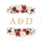 Burgundy Marsala Floral Wedding Favour Sticker