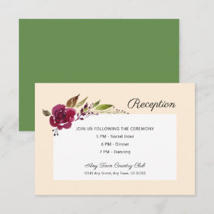 Burgundy Marsala Floral Wedding Reception Invitation