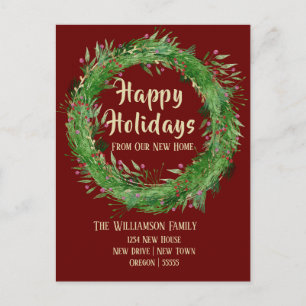 Burgundy   Marsala New Home Happy Holiday Postcard